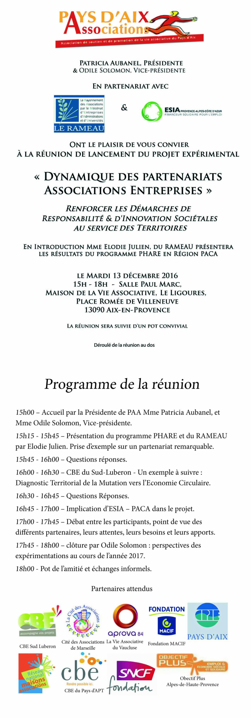 RAMEAU PAA ESIA invitation 13 decembre 2016 recto verso L